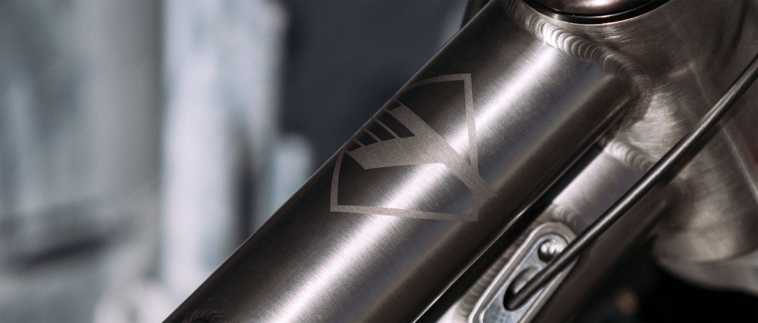 Turner logo laser etched on top tube of mountain bike